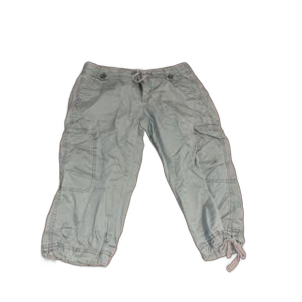 Vtg Calvin Klein 100% Cotton Olive Green Women's Cargo Capri W/ adj ties